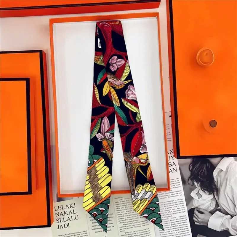 100 Silk High Quality Luxury Brand Scarf Women Headband Hair Band Foulard Tie Ribbon Neckerchief Skinny Scarves AccessoriesW251029