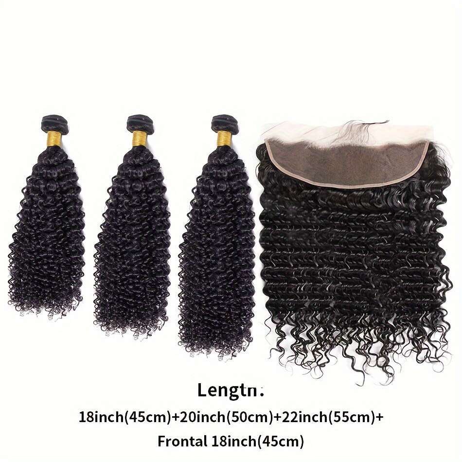 Brazilian Virgin Human Hair Deep Wave Bundles With 13X4 Transparent Lace Frontal Closure