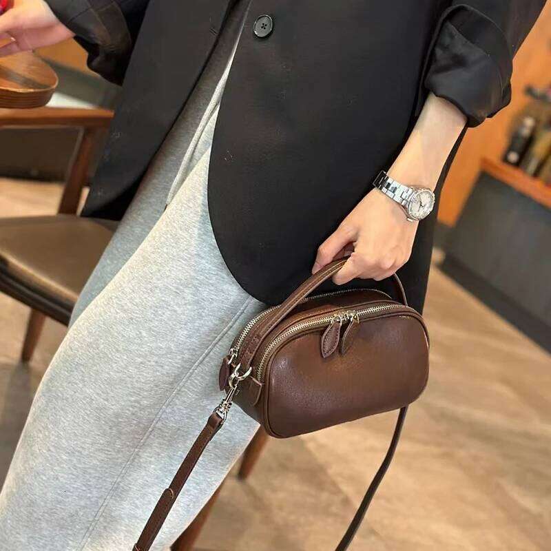 Women Natural Cow Leather Shoulder Bag Ladies Retro Soft Cowhide Handbags Female Fashion Design Cute Crossbody Bags Girls
