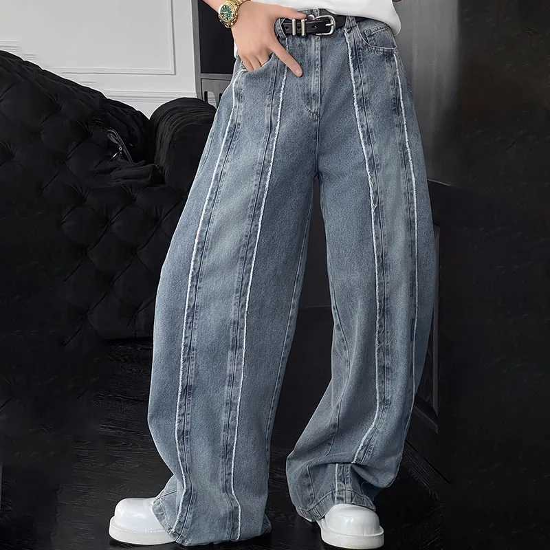 New Korean Retro Patchwork Design Jeans MenS Straight Leg Pants Casual Pants Baggy Jeans Y2k Men J251030