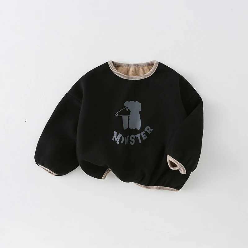 Boys Sweatshirt Winter 2025 New Handsome Kidsrens Velvet Autumn and Winter Style Loose Pullover Top for Small and MediumSized KidsrenT251030