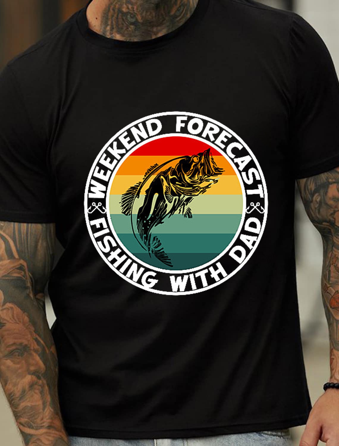 European & American Oversized Weekend Fishing Series Patterned Fashionable Men's Cotton Summer T-Shirt - TT7091