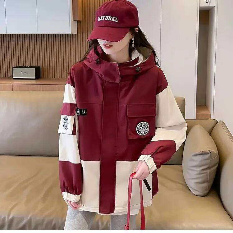 Spring Autumn New Loose Large Size Fashionable Design Workwear Jacket Outerwear For Junior And High School Students Women