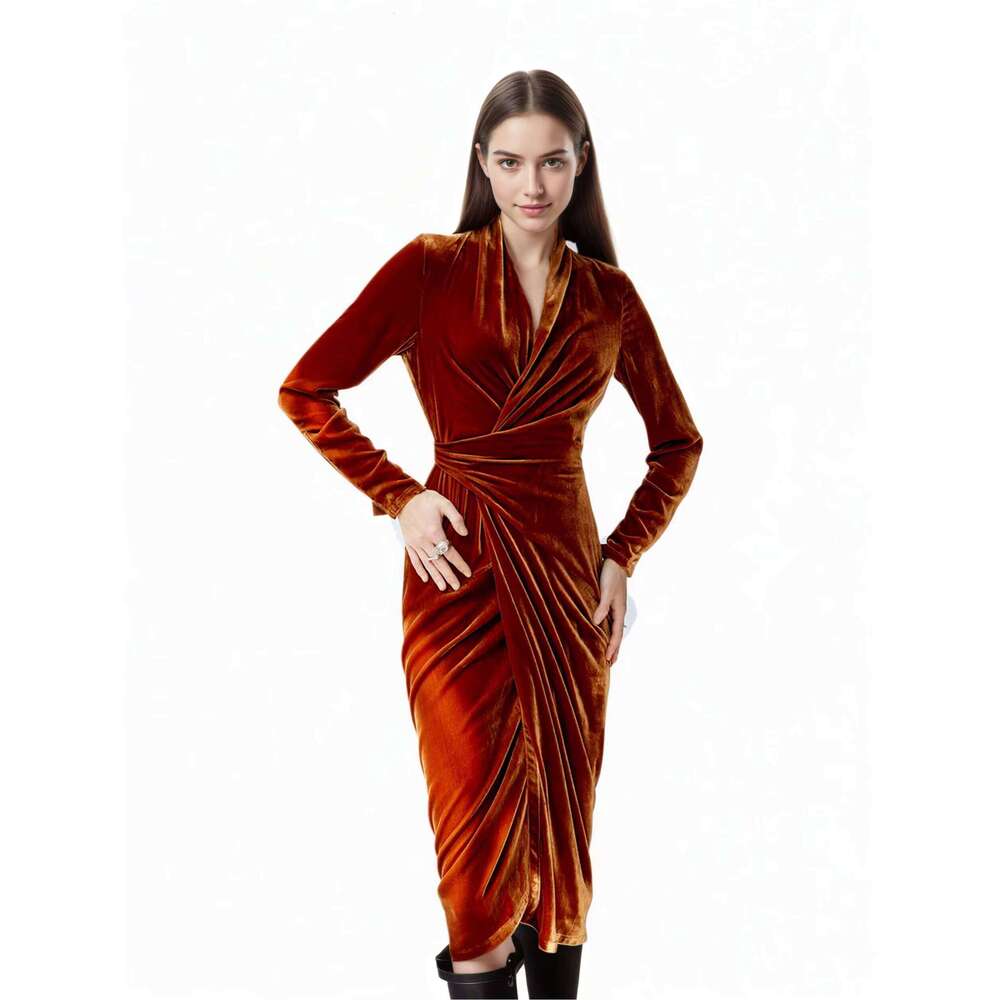 2025 Clothing Solid Color Ruffled Christmas Casual Dress prom