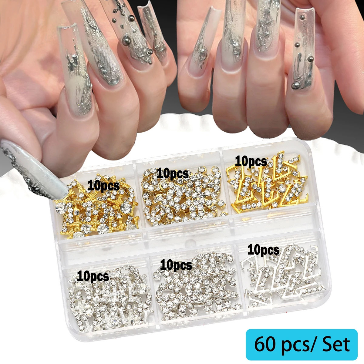 3060pcsSet Y2K Metal Nail Art Decorations Alloy Shiny Rhinestones Pearl Gems Zircon Diamond Charms DIY Nail Accessories 251027