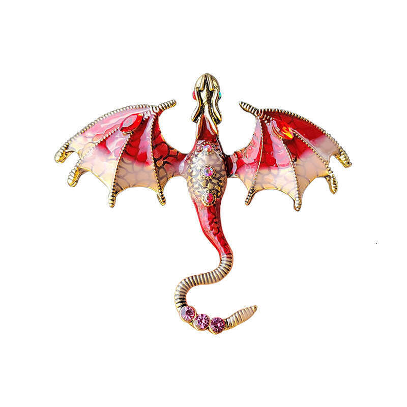 Niche Enamel Dragon Brooch Fashion Animal Pin Versatile Inlaid Dia Accessory for Women