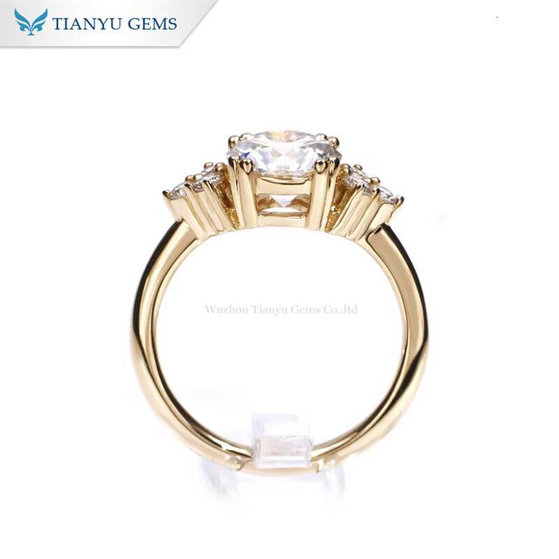 Tianyu Main 75mm Moissanite Side Lab Diamond HPHT Jewelry Sterling Silver 10K 14K 18K Gold Engagement Ring Anniversary Gift