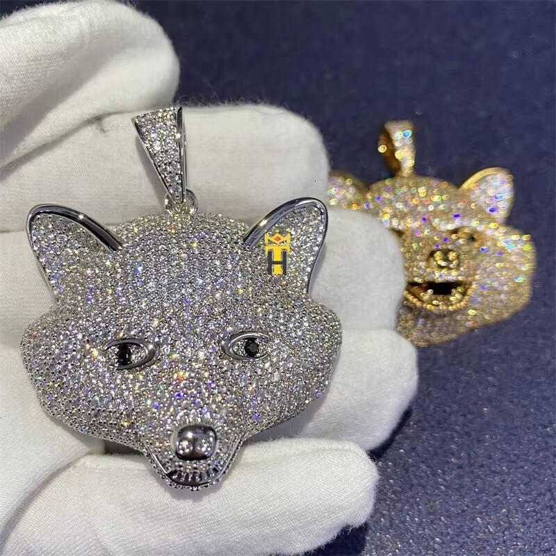Hip Hop Round Cz Diamond Pendant Handmade Iced Out Charming Bearcat Animal Face Manufacturer Fine Jewelry