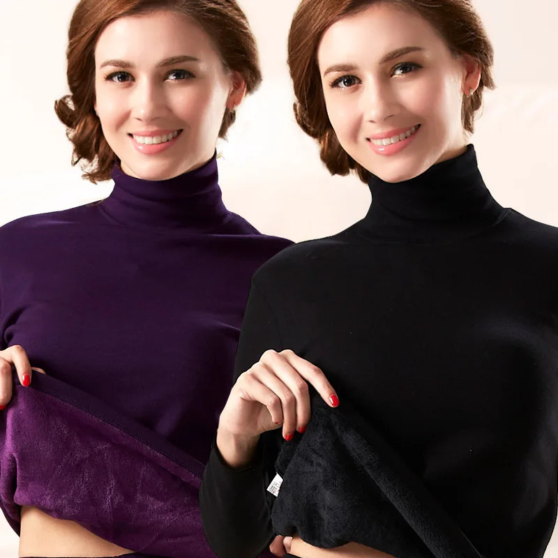 Thermal Wear For Women Long Johns Fleece Thicken Long Sleeve Thermal Underwear SET Turtleneck Long Pants Suit Cotton Sweater 251029