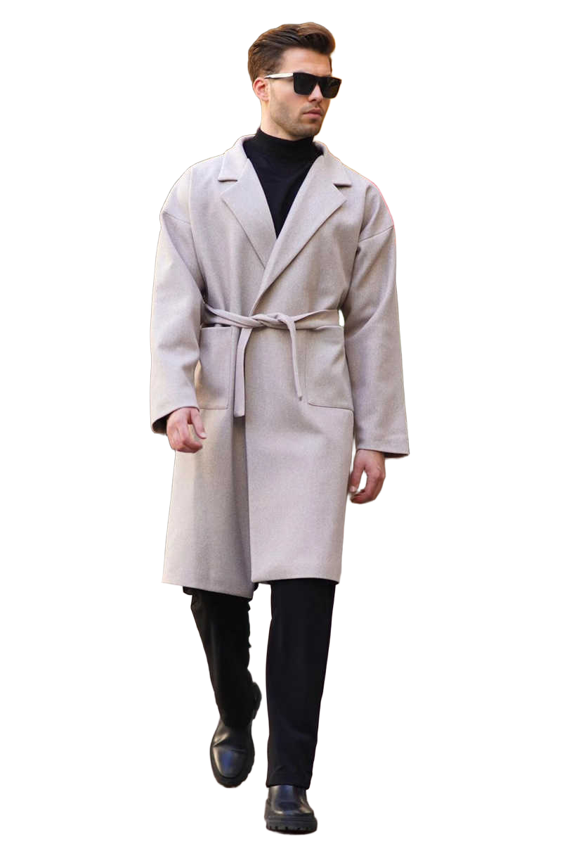 Autumn and Winter Men's Overcoat Wool Blend Buttonless Outerwear Commute Warm Customized trajes para hombre