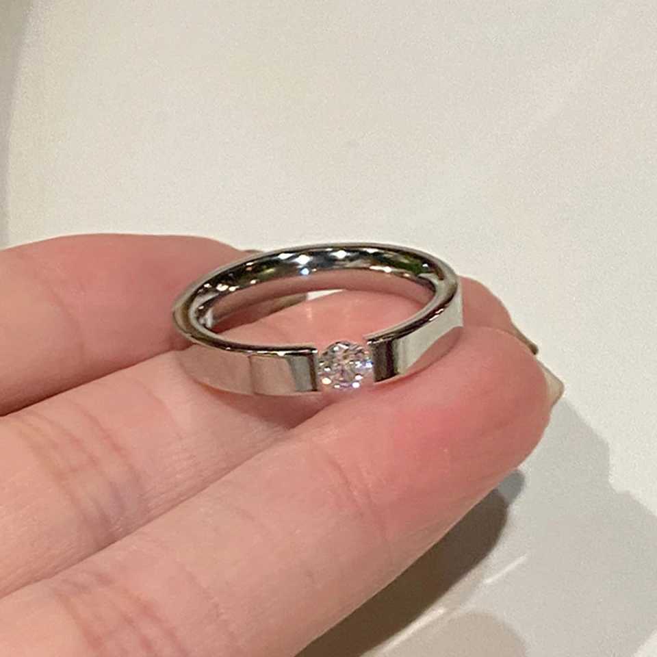 ZAKOL Classic Round Zircon Stainless Steel Ring for Women Fashion Sliver Gold Color Engagement Couple Ring Jewelry GiftW251030