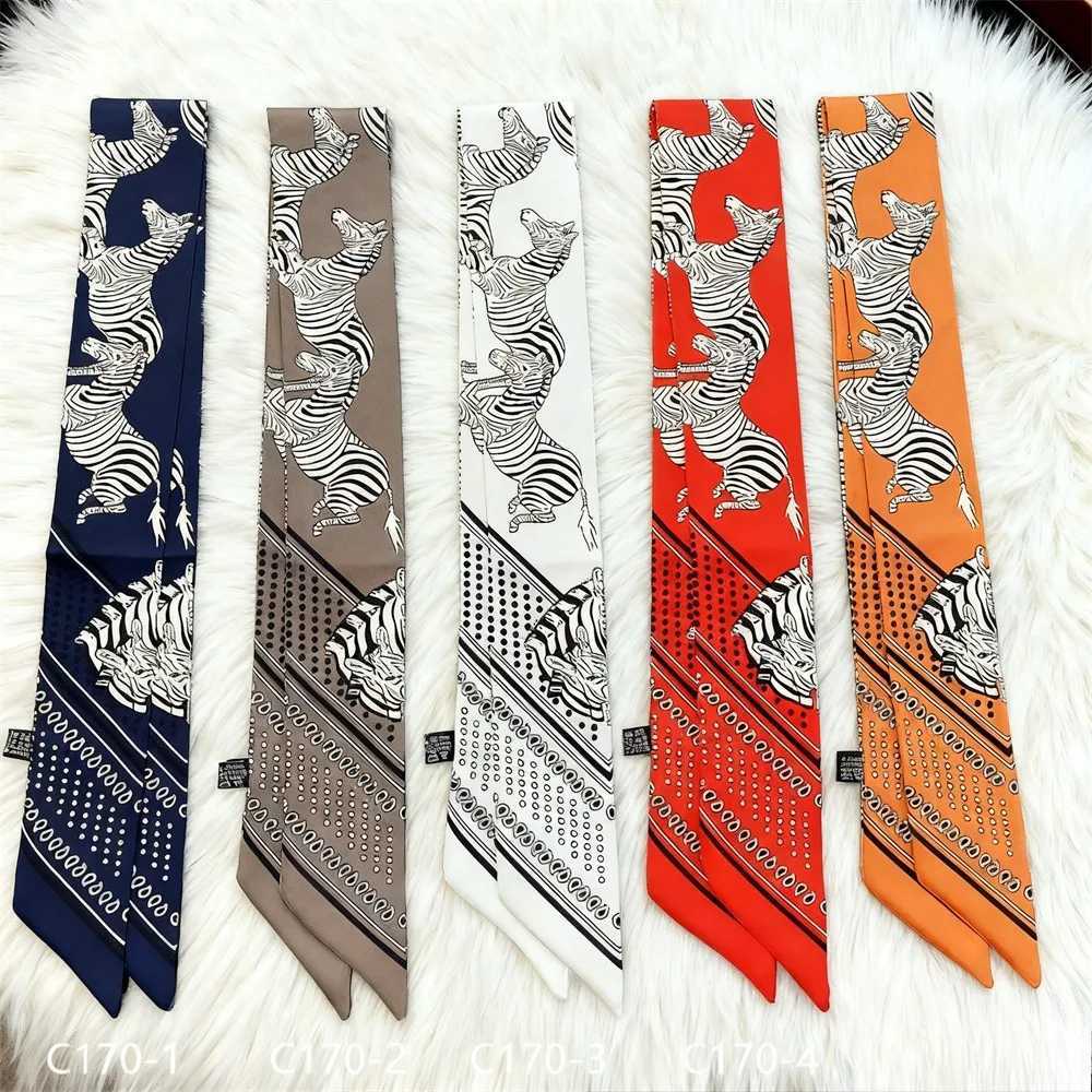 90x5cmKorean Style Four Seasons Scarf Women Jungle Horse Pattern Long Ribbon Hair Bandana Neck Tie Travel Accessory Gift PresentW251029