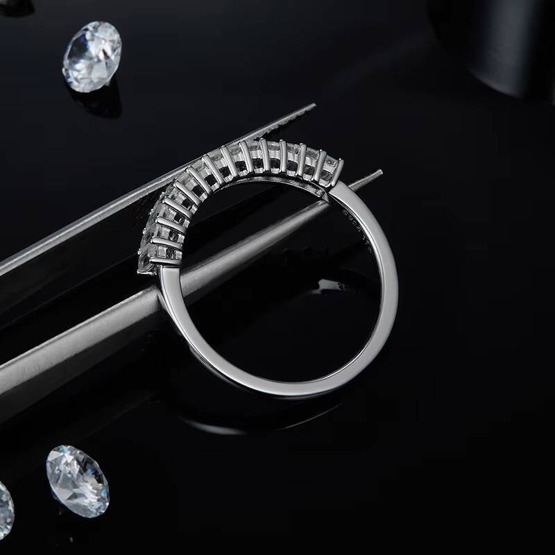 10ct13pcs Emerald Cut D Color Moissanite Half Eternity Bands Ring 925 Sterling Silver Jewelry GRA Certificate