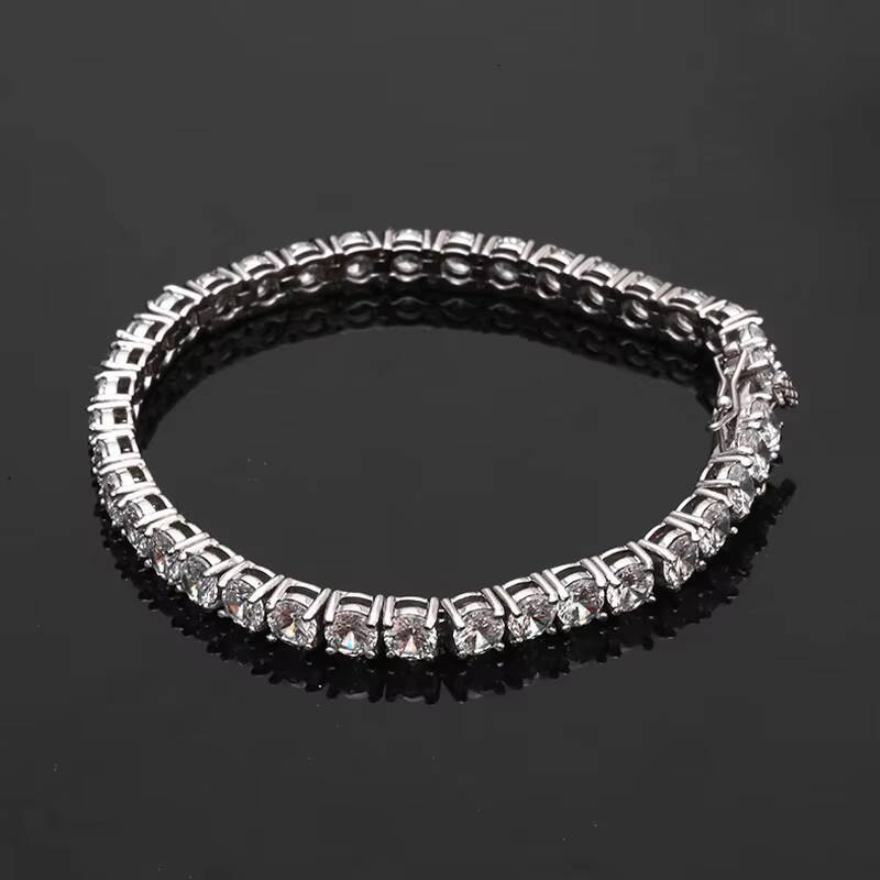 NUOYA 345MM Iced Out Diamond Tennis Bracelets Gold Silver Plated Brass Man moissanite Moissanite Tenis Bracelets for Men Women Designer's style
