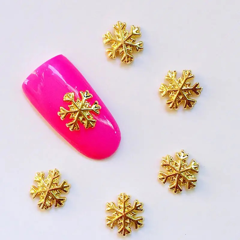 100pcs Christmas Gold Silver Alloy Snowflake Rivets Studs Metal Manicure Nail Art Accessories DIY Nail Decorations Nail Charms 251027