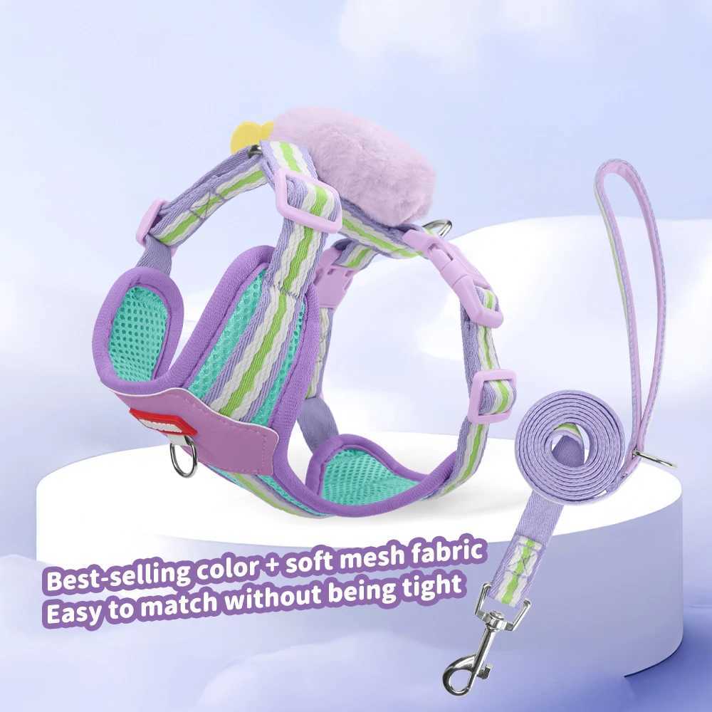 Cartoon Dog Leash Vest Adjustable Anti Escape Cute Chest Harness for Small Dogs Comfortable Training Leash J251129