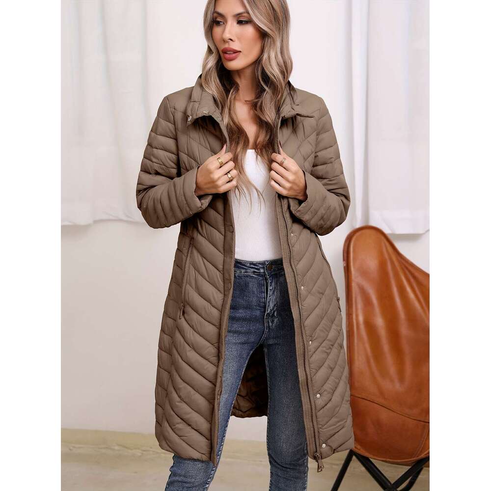 Warm Coat Women S Warm Padded Lightweight Winter Coat Elegant Solid Color Regular Fit Long Sleeve For Daily Casual Formal Ocns Cozy Fabric Seasonal