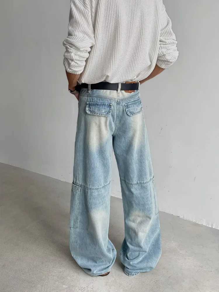 Trashy Y2K 2000S Washed Blue Baggy Jeans Pants For Men 90S Vintage Clothes Wide Leg Denim Korean Casual Trousers Pantalon Hombre J251030