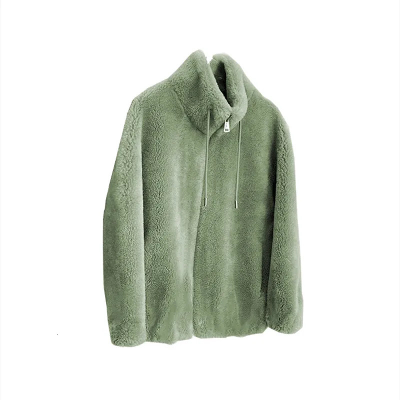 Female Winter Jacket Thickened Doublesided Velvet Standup Collar Warm Retro Style Elegant Short Womens Cardigan Clothes 251028