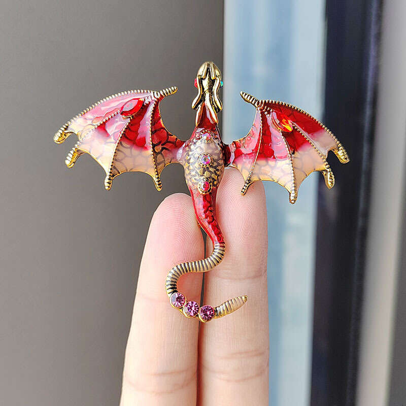 Niche Enamel Dragon Brooch Fashion Animal Pin Versatile Inlaid Dia Accessory for Women