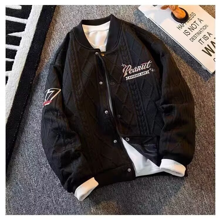 Original Towel Embroidery Designer Coat Baseball Jacket Double Layer Coat Men's Autumn Winter Trendy Brand Ins Loose Casual Men's Jacket Top