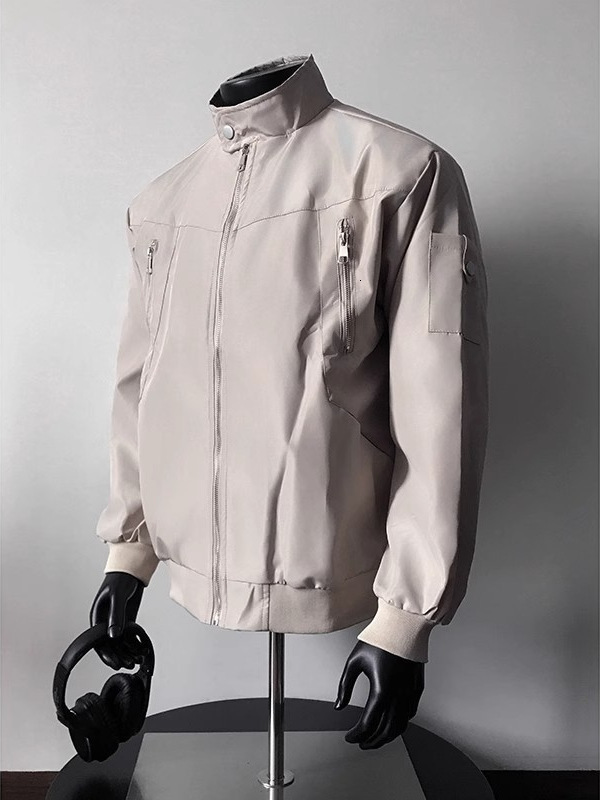 Jacket Men Zipper Design Black Workwear Designer Jacket Jacket For Men Spring And Autumn American Retro Functional Style Stand Collar Bomber Jacket