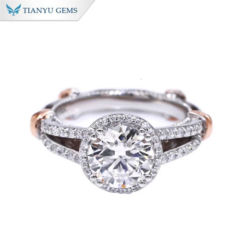 Tianyu 15CTW 75MM Round Moissanite Diamond Custom Fine Jewelry Sterling Silver 10K 14K 18K Gold Twotone Engagement Rings