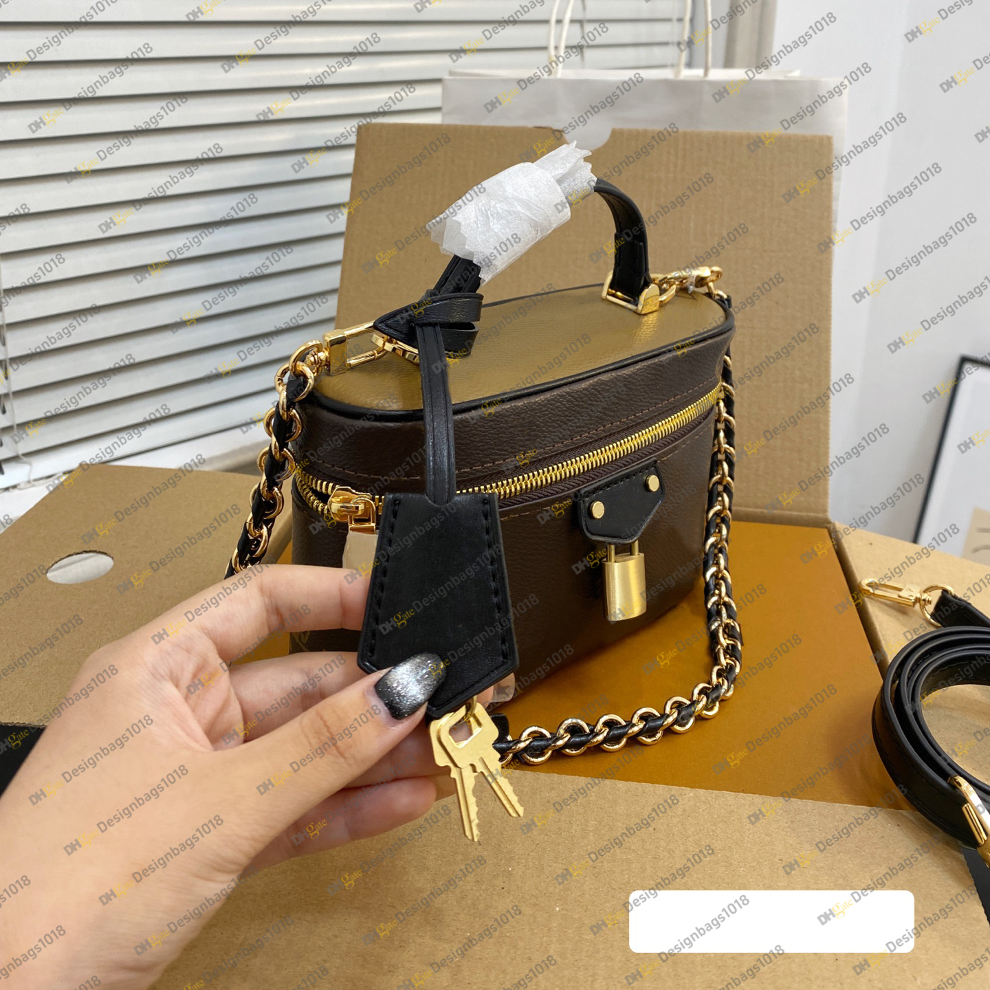 Top Designer bag Nice Vanity Women Toiletry Chain Shoulder Crossbody Bags Luxury Leather Cases Classic Lady Clutch Handbag Cosmetic Purse