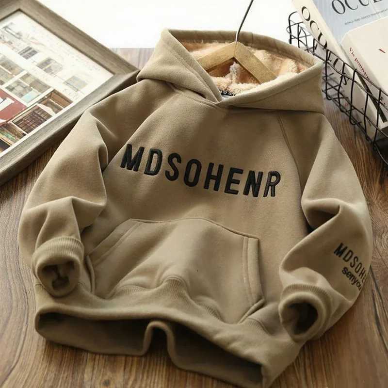 Plus Velvet Boys Hoodies 514Y Teenager Winter Thicken Sweatshirts Kids Padded Warm Fashion Tracksuit Children Casual ClothesT251030