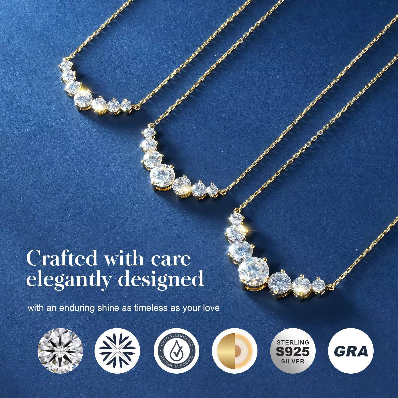 Mossanite Charm Gifts 14K Gold Plated Solid 925 Sterling Silver 50CT GRA VVS Moissanite Lab Diamond Pendant Necklace for Women