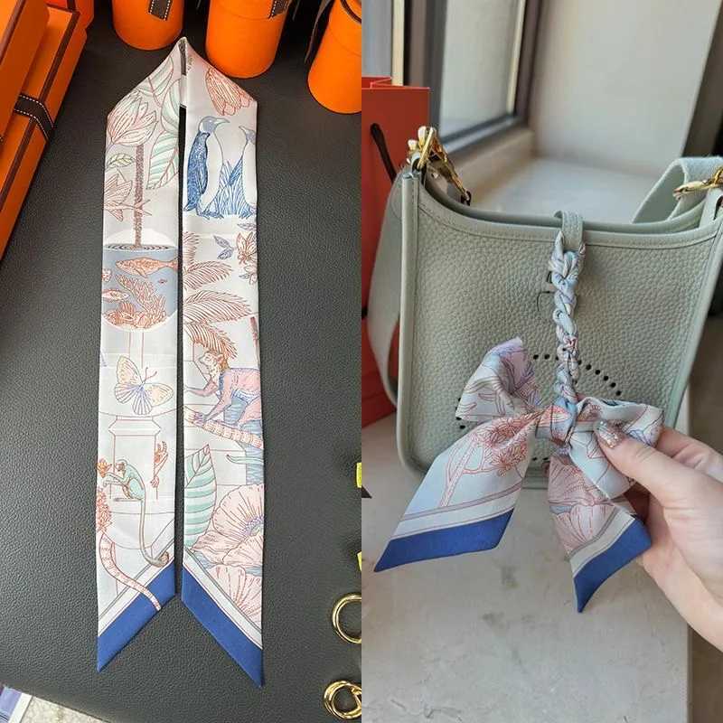 5 90Cm French New Hotselling Plant Jungle Twill Silk Decorative Streamer Wrapping Bag Ribbon Silk Scarf Small Scarf W251029