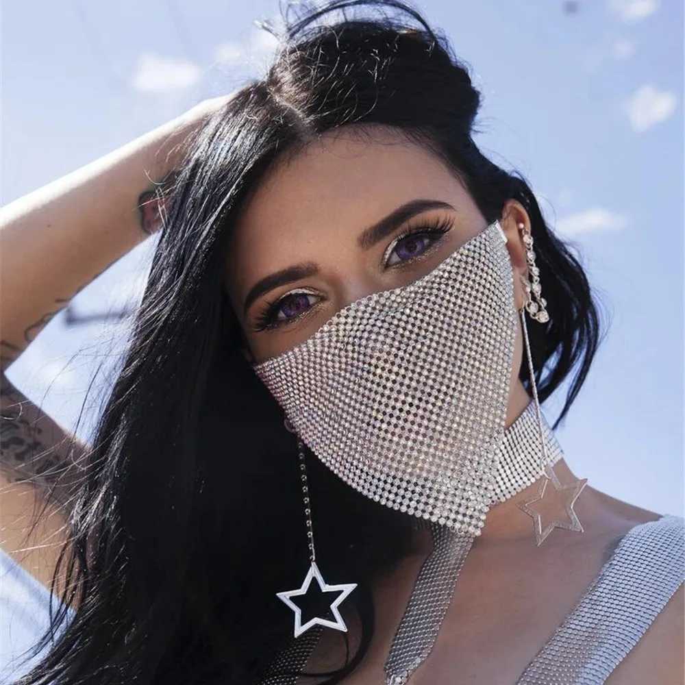 Halloween Mask Rhinestone Zircon Face Mask Fashion Acessories for Women Vintage Personality Trend Bling Mask Bar dance ShowW251029