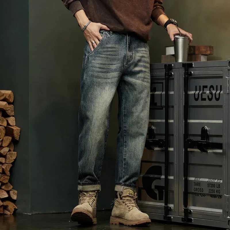 Jeans For Men Baggy Pants Loose Fit Harem Pants Vintage Clothes Men Fashion Pockets Patchwork Large Trousers Oversized 40 J251030