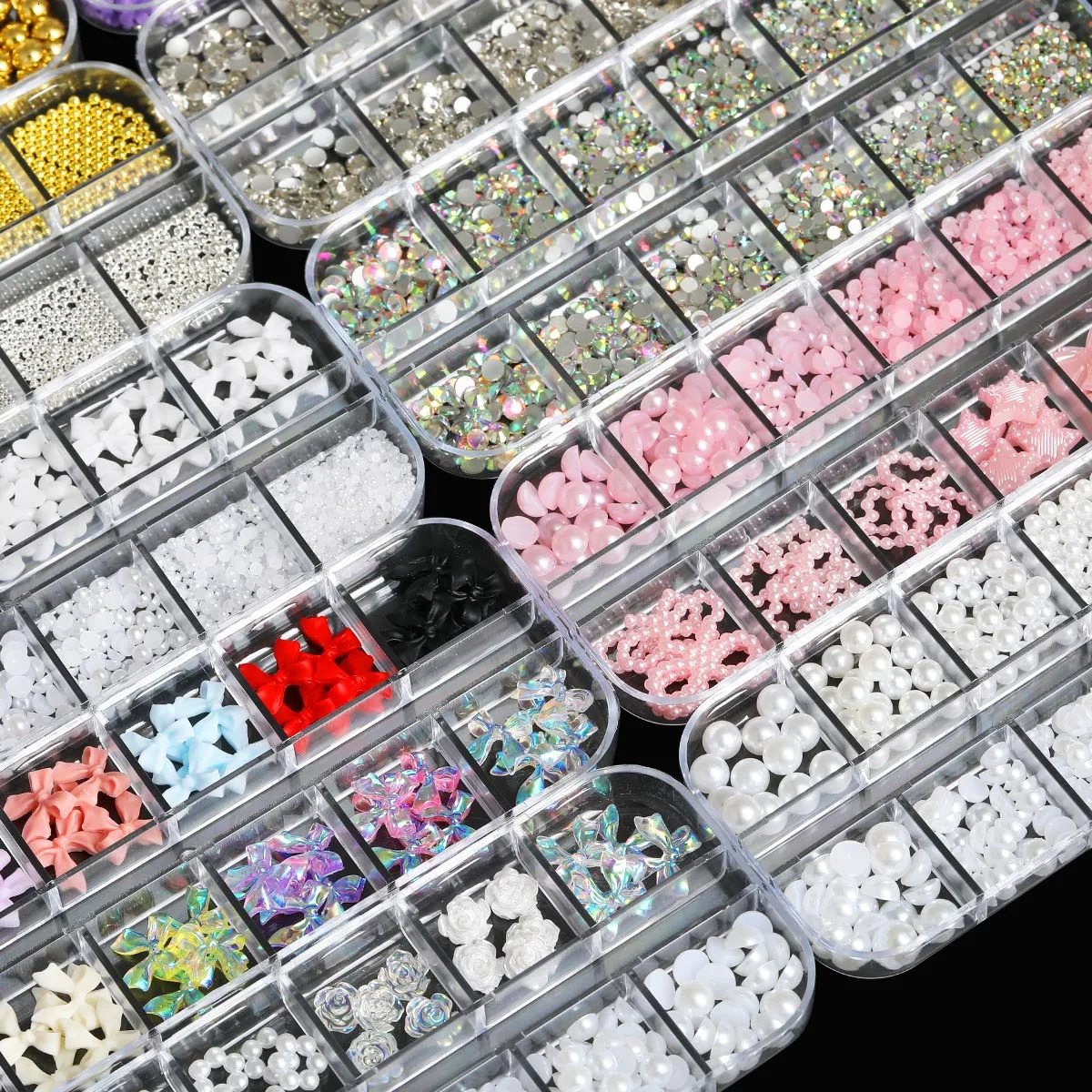 11 Boxes Of 3D Nail Decoration With Peaceful Bottom Pearls Flat Back Rhinestone Flowers Steel Balls Of Various Styles Of Resin 251027