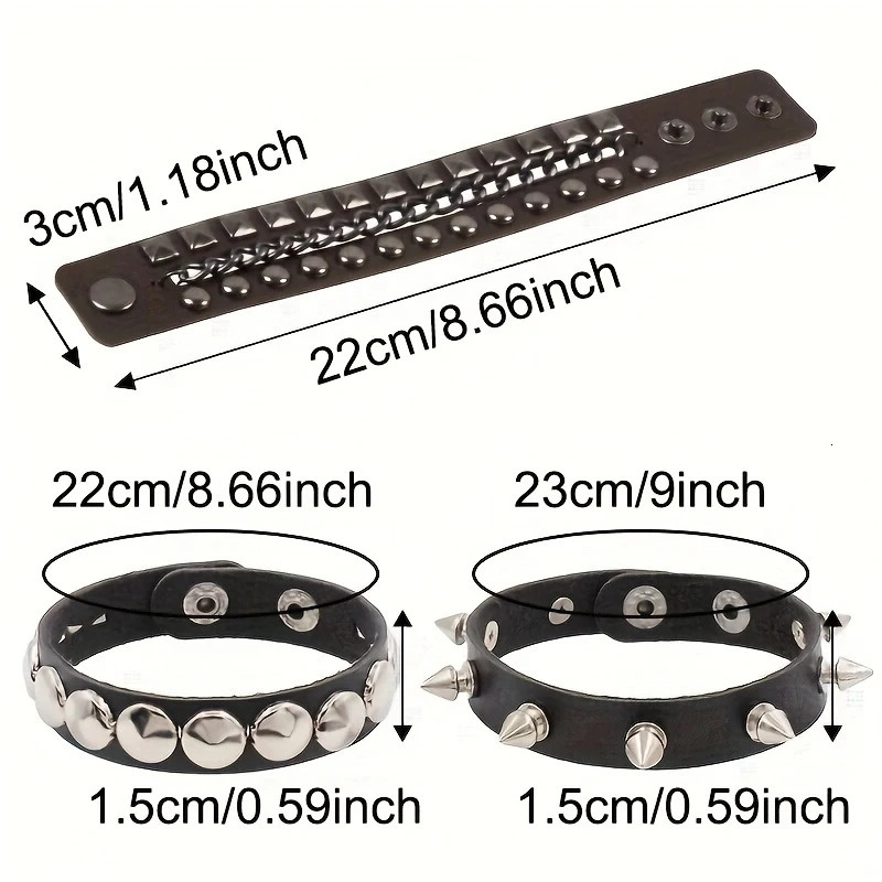 Halloween Punk Gothic Pu Leather Bracelet Set For Men And Women Neutral Y2k Rivet Bracelet Rock Festival Party Gift 251028