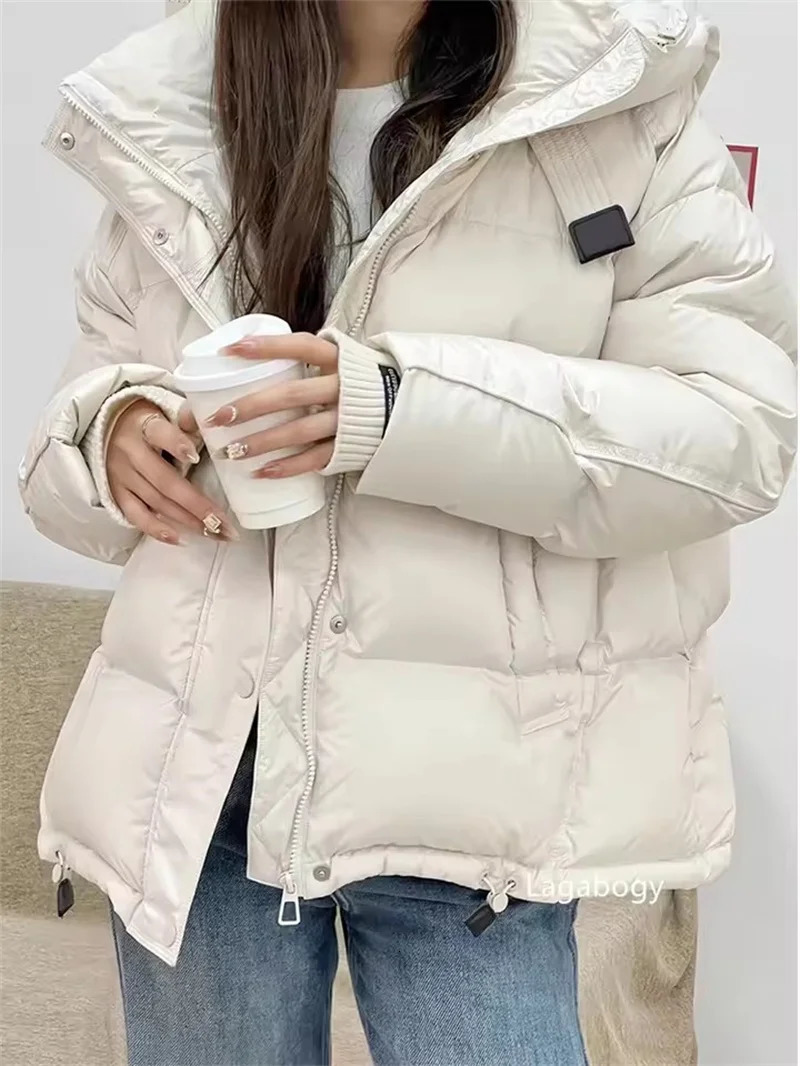 2025 Winter Womens Hooded Puffer Cotton Jacket Hooded Thicken Warm Short Parkas Female Casual Versatile Snow Outwear 251030