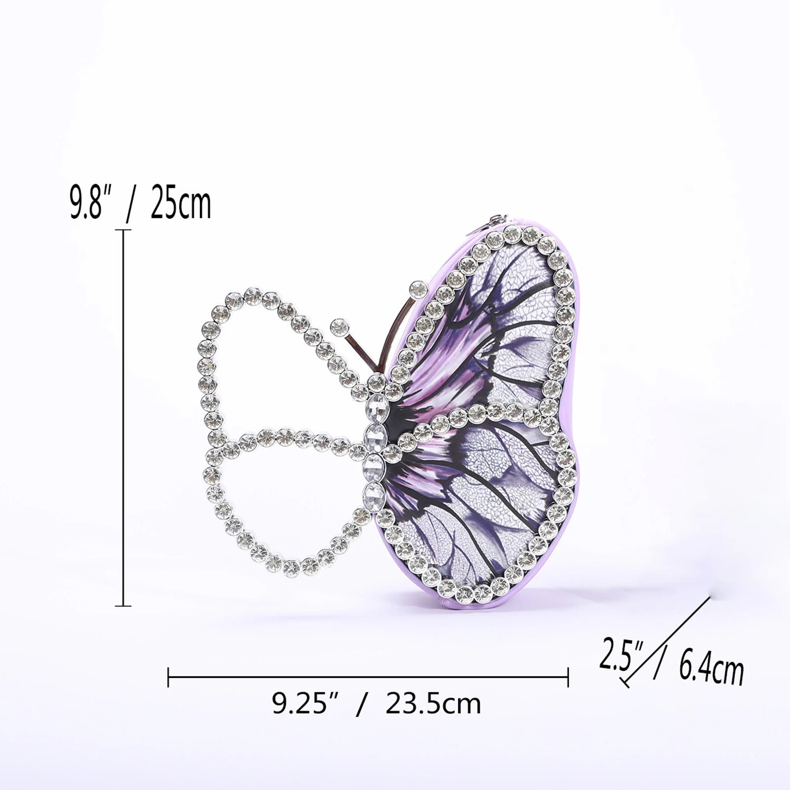 Butterfly Shaped Evening Clutch Bag for women purple Rhinestone wedding party Embellished Handbag ladies 251023