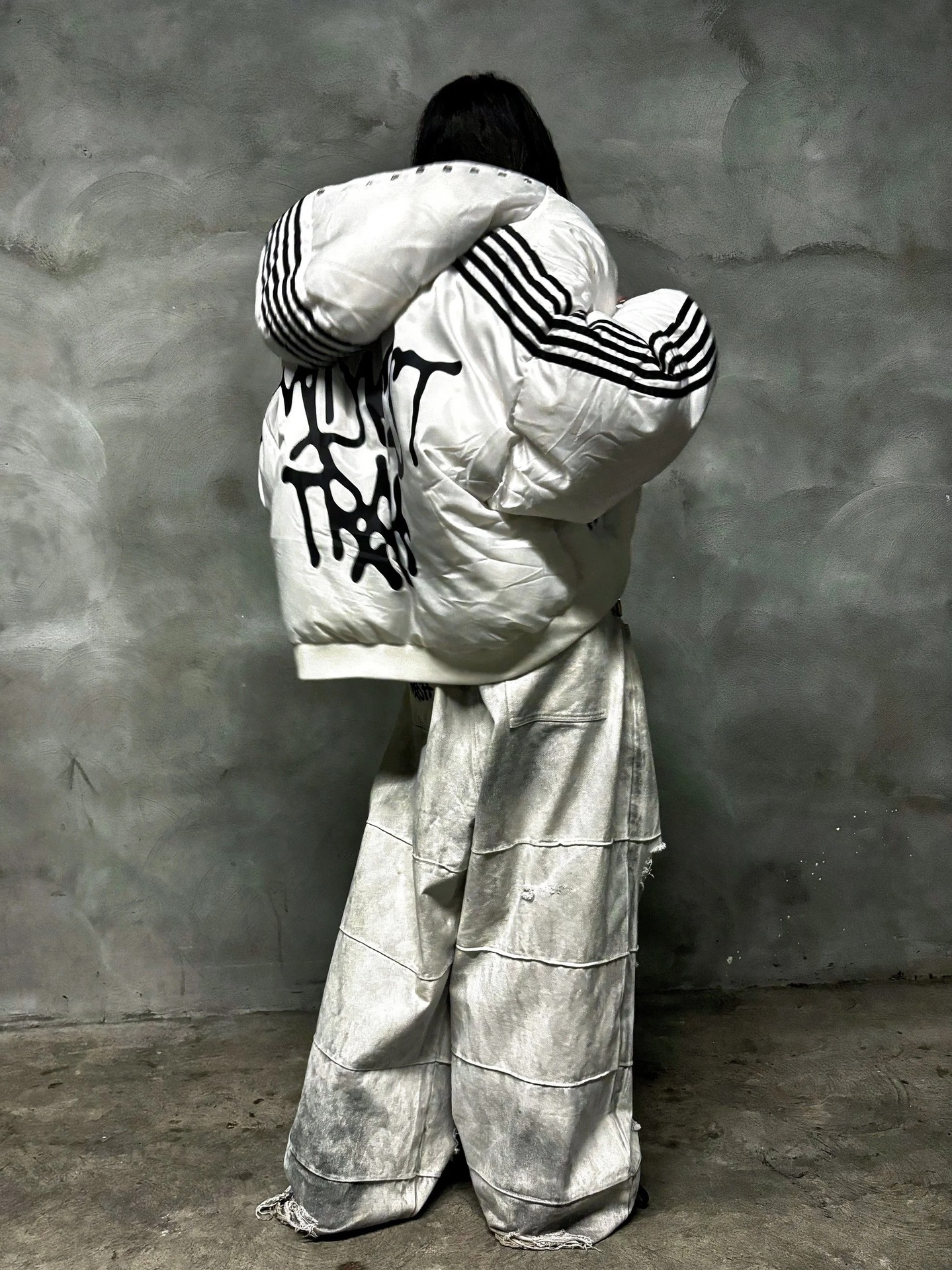 High Quality Men's Down Harajuku's Oversized Hat Warm Cotton-padded Jacket With Thickened Letter Print Bread Coat Loose Unisex Trendy Luxury