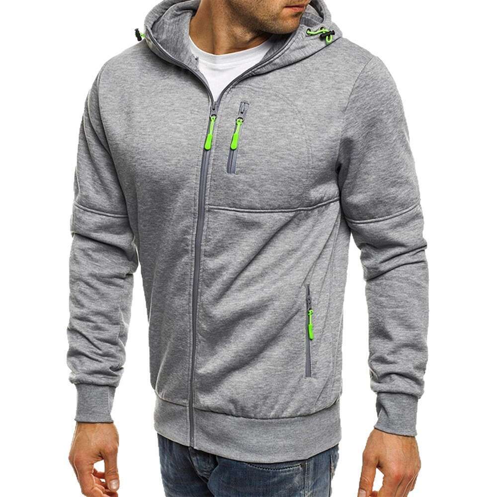 Men's Spring and Autumn Sports Casual Fitness Loose Zipper Solid Color Sweatshirt for Men
