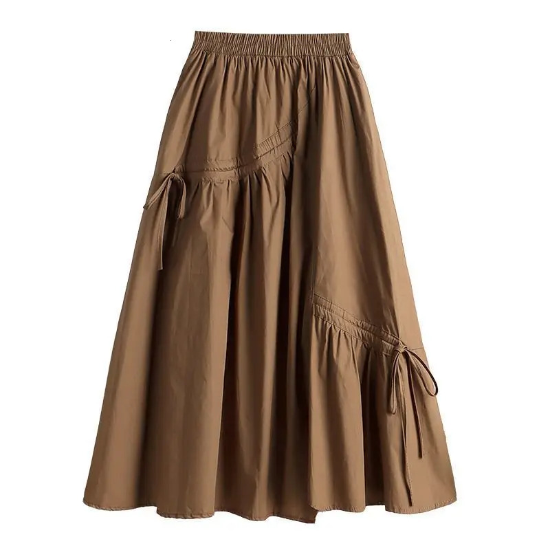 High Waist Midi ALine Skirt Slimming Asymmetrical Tie Spring 2025 Womens Faion flength Skirts 251028