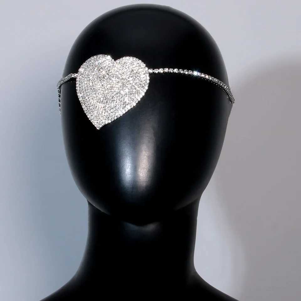 Stonefans Bling Rhinestone Heart Shape Mask Single Eye Patch Luxury Party Crystal Sexy Eye Accessories Jewelry for WomenW251029