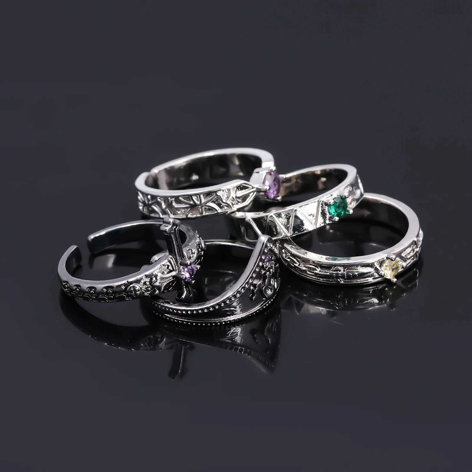 Anime HunterHunter Ring GON Killua Zoldyck Kurapika Feitan Chrollo Metal Adjustable Rings Jewelry Prop Accessories GiftW251030