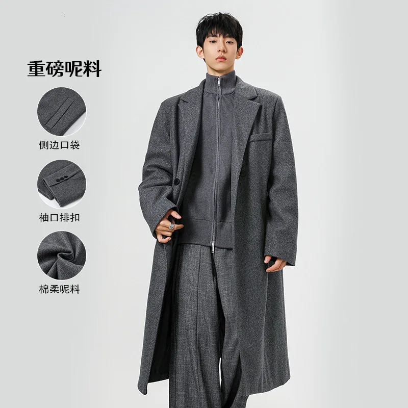 Fashion Coat HighQuality 380g Wool Material Winter LongSleeved Mens LooseFitting Windbreaker Jacket 251029