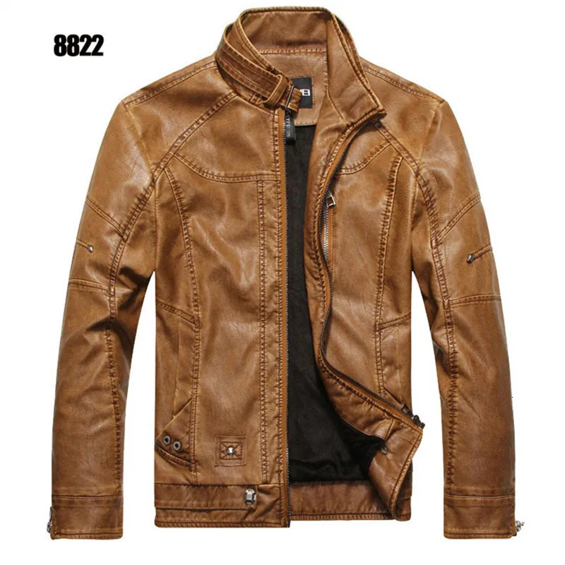 Men PU Leather Jackets Motorcycle Mens Cotton Coat Autumn Winter Fleece Jacket Jaqueta De Couro Masculina Casual 251029
