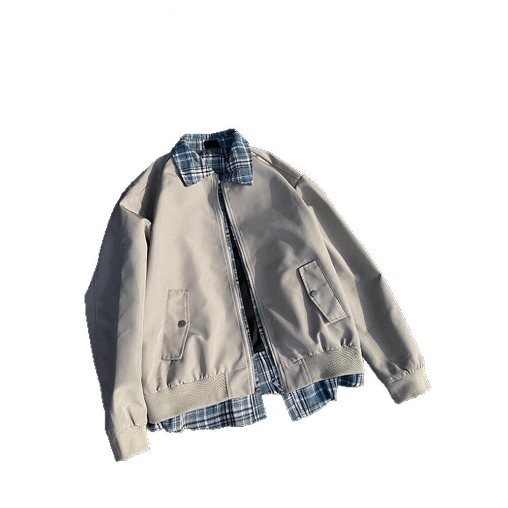 Old Money Style Fake Two-piece Jacket For Designer Coat Men 2025 Spring New Patchwork Color Block Loose Cleanfit Flight Suit Jacket