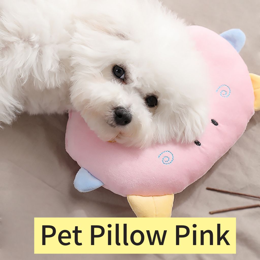 Cute Piggy Moon Pet Pillow with Concave Center Soft Plush Head & Neck Support for Puppies Kittens, Washable, 7 Colors