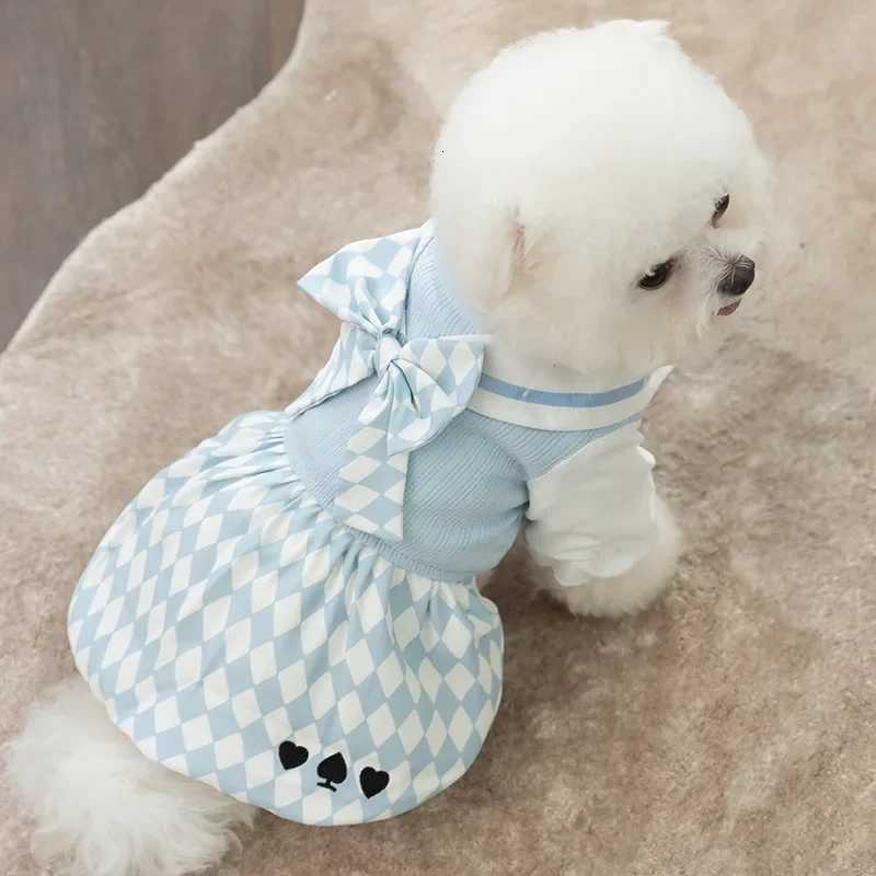 Autumn and Winter JK Plaid Fleece Warm Dog Dress Small Dog Teddy Bigbear Cat Skirt Pet Clothing C251030