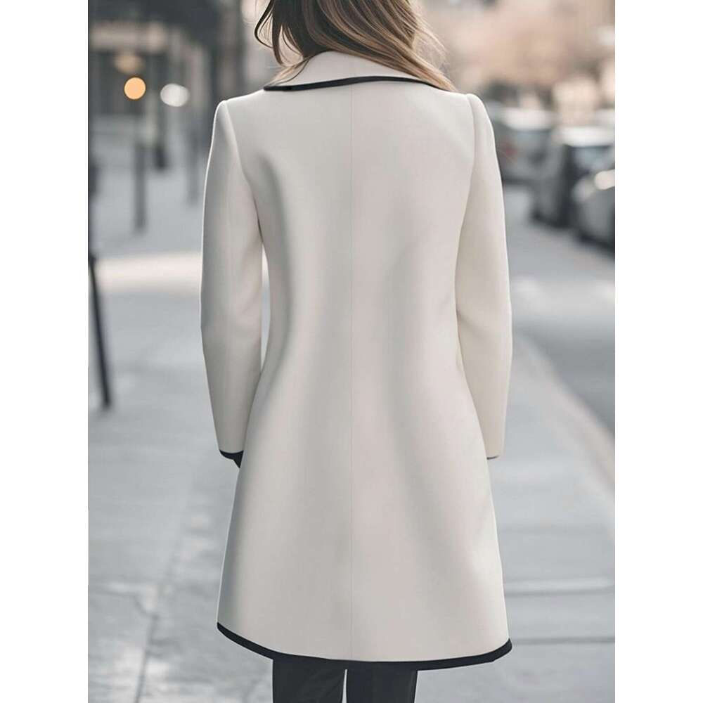 Women S Elegant Heavyweight Tweed Coat Winter Formal Casual Structured H Silhouette Long Jacket For Cold Weather Non Stretch Outerwear Hand Wash Dry C