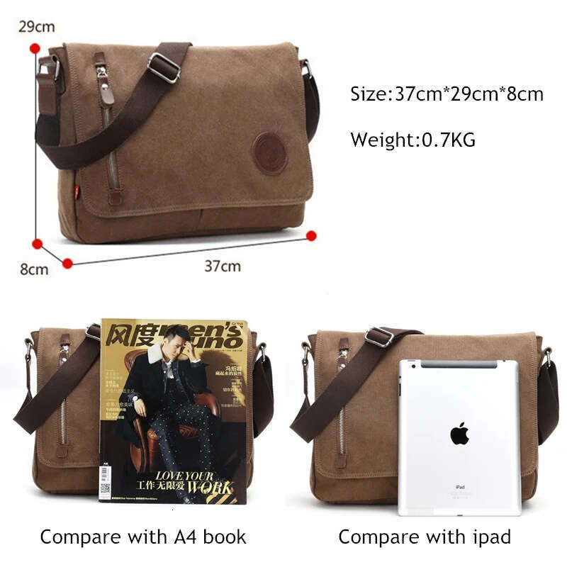 Augur Canvas Leather Crossbody Men Military Army Vintage Messenger Shoulder Bag Casual Travel School Bags