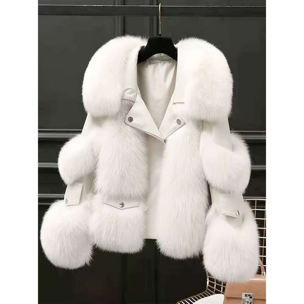 Women S Men S Warm Artificial Fur Coat Jacket Winter Ready Full Zip Outerwear With Plush Collar Soft Golden Tone Hardware Elegant Style Outdoor Activi